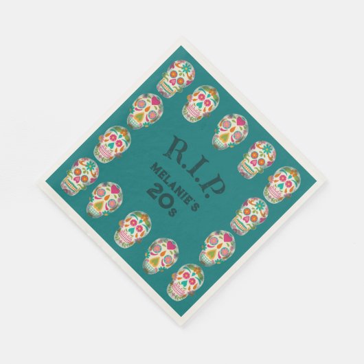 RIP mijn 20s Custom Age Sugar Skulls Verjaardag Servet (Hoek)