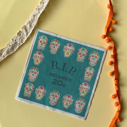 RIP mijn 20s Custom Age Sugar Skulls Verjaardag Servet