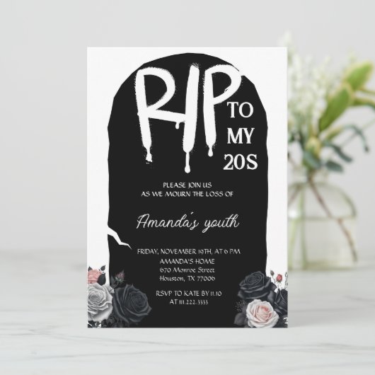 RIP naar mijn 20s Tombstone Arch 30th Birthday Bla Kaart (Staand voorkant)