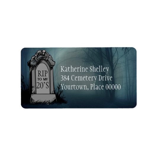 RIP naar mijn 20s verjaardagsfeestje adres Etiket (Voorkant)