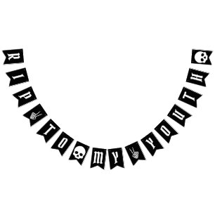 RIP naar mijn jeugd schedel skelet verjaardagsbann Vlaggetjes