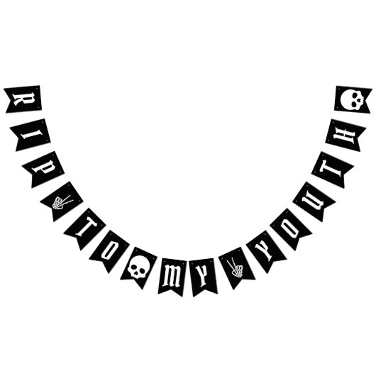 RIP naar mijn jeugd schedel skelet verjaardagsbann Vlaggetjes (Alle)