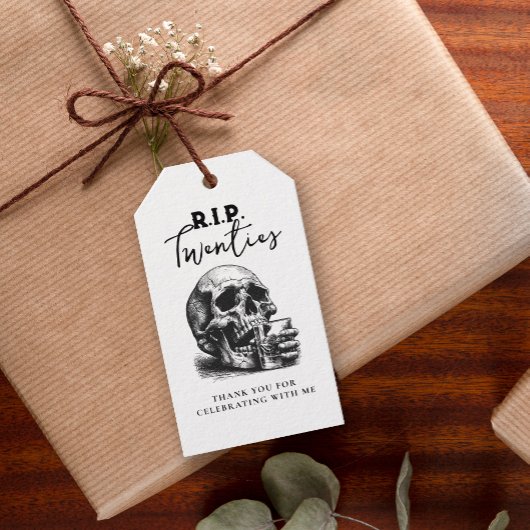 RIP naar mijn twintiger schedel verjaardagsfeestje Cadeaulabel