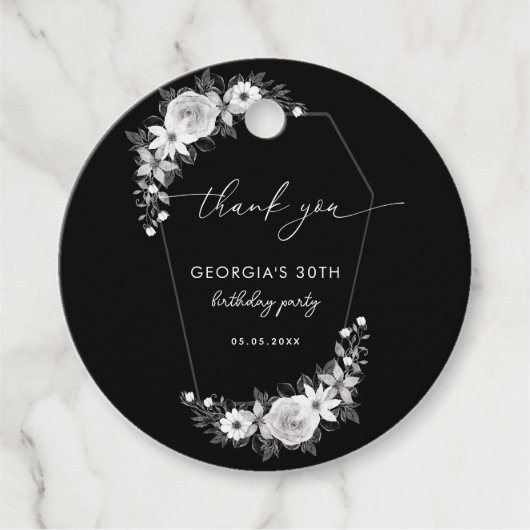 Rip naar mijn twintiger zwart 30ste verjaardag dan bedankjes labels (Voorkant)