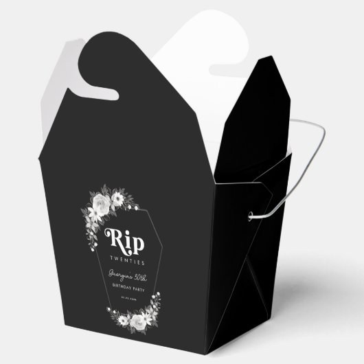 Rip naar mijn twintiger zwart 30ste verjaardagsfee bedankdoosjes (Geopend)