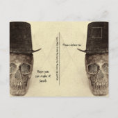 RIP naar zijn 20s Skull Top Hat Sepia  Uitnodiging Briefkaart (Achterkant)