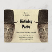 RIP naar zijn 20s Skull Top Hat Sepia  Uitnodiging Briefkaart (Voorkant)