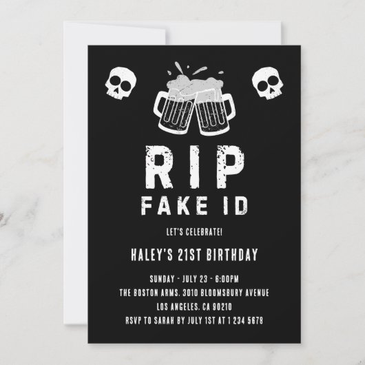 RIP nep-ID grappige bier drinkende grap 21ste verj Kaart (Voorkant)