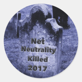 RIP Net Neutrality Gravestone Ronde Sticker