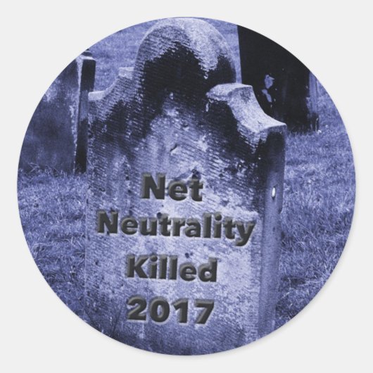 RIP Net Neutrality Gravestone Ronde Sticker (Voorkant)