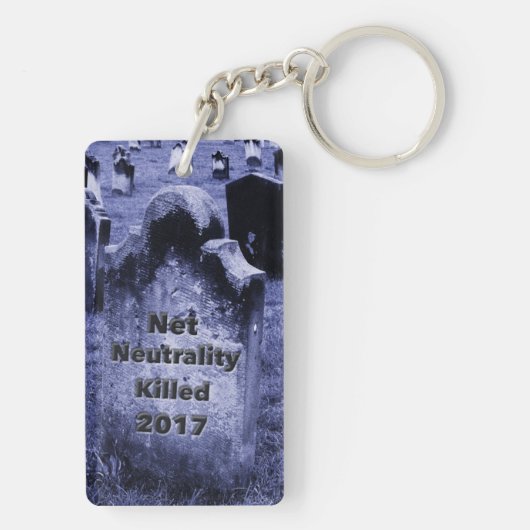 RIP Net Neutrality Gravestone Sleutelhanger (achterkant)