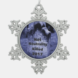RIP Net Neutrality Gravestone Tin Sneeuwvlok Ornament