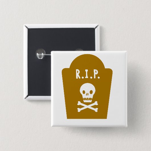 RIP schedel Vierkante Button 5,1 Cm (Voorkant /achterkant)
