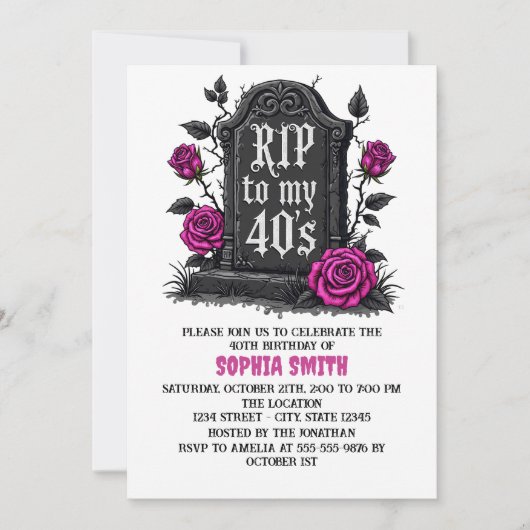 Rip to 40s Birthday Gothic Kaart (Voorkant)