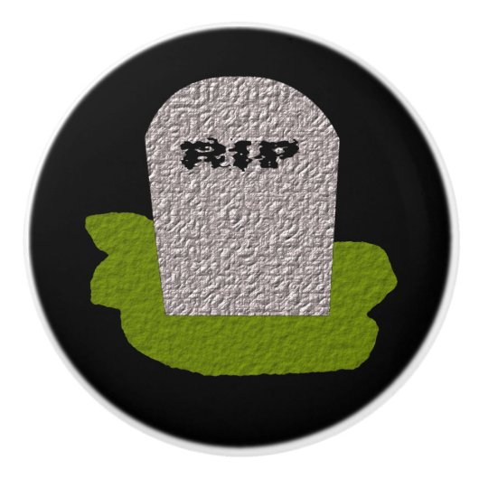 RIP Tombstone Ceramic Knob. Keramische Knop (Voorkant)