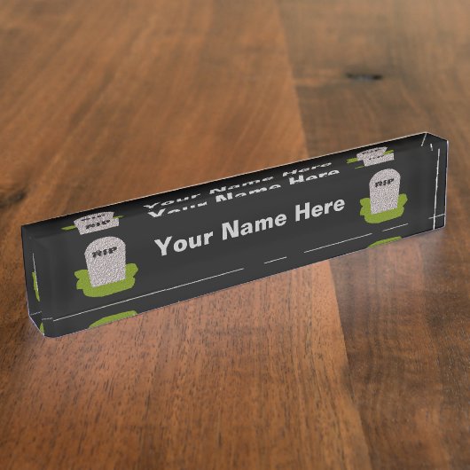 RIP Tombstone Custom Desk Naambordje (Zijkant)