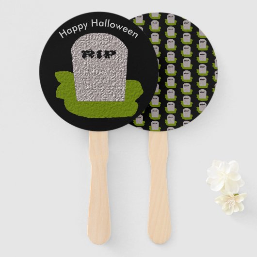 RIP Tombstone Custom Hand Fan Handwaaier (Voorkant en achterkant)