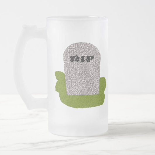 RIP Tombstone Frosted Glass Mok (Links)