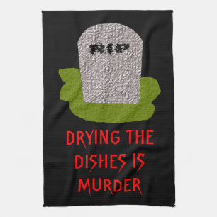 RIP Tombstone Funny Kitchen Towel Theedoek