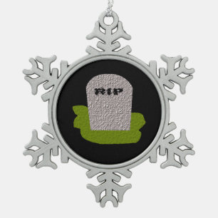 RIP Tombstone-Ornament Tin Sneeuwvlok Ornament