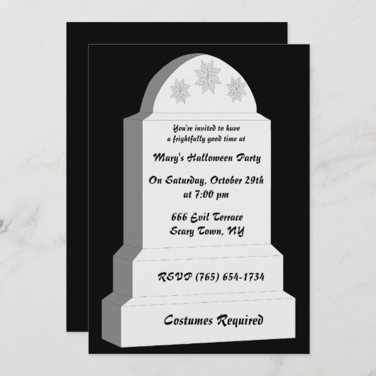 RIP Tombstone Party Uitnodiging (Voorkant / Achterkant)