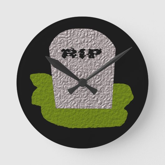 RIP Tombstone-wandklok Ronde Klok (Voorkant)