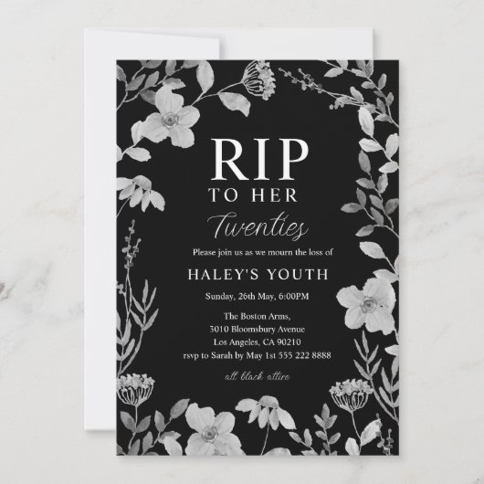 RIP Twenties 20s Floral Lijst Gothic 30th Birthday Kaart (Voorkant)