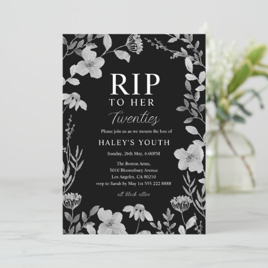 RIP Twenties 20s Floral Lijst Gothic 30th Birthday Kaart (Staand voorkant)