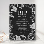 RIP Twenties 20s Floral Lijst Gothic 30th Birthday Kaart<br><div class="desc">Vier het einde van een decennium en het begin van een nieuwe met onze elegante RIP Twenties 20s Floral Chic Black 30th Birthday Invitation. Dit verfijnde ontwerp heeft een zwarte achtergrond versierd met een prachtig bloemig lijst, waardoor een tijdloze en chique sfeer wordt gecreëerd. De uitnodiging is verfraaid met script...</div>