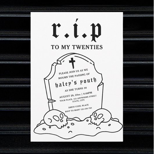 RIP Twenties 20s Grappige dood begrafenis 30e verj Kaart