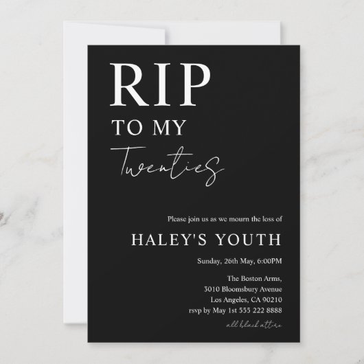 RIP Twenties 20s Moderne Eenvoudige 30e Verjaardag Kaart (Voorkant)
