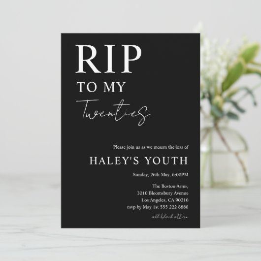 RIP Twenties 20s Moderne Eenvoudige 30e Verjaardag Kaart (Staand voorkant)