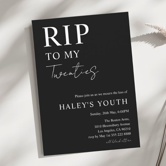 RIP Twenties 20s Moderne Eenvoudige 30e Verjaardag Kaart