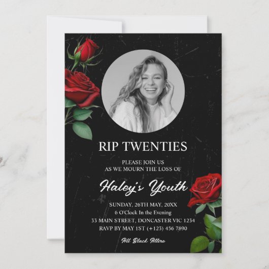 RIP Twenties 20s Roos Begrafenis 30th Birthday Fot Kaart (Voorkant)