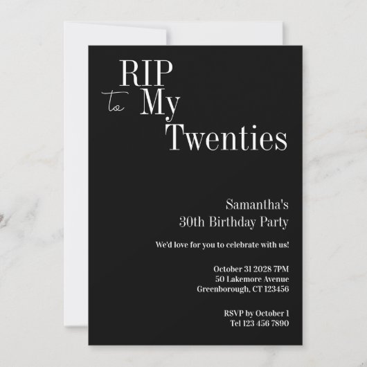 RIP Twenties 30ste verjaardagsfeest zwart-wit Kaart (Voorkant)