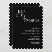 RIP Twenties 30th Birthday Party Black White Kaart (Voorkant / Achterkant)