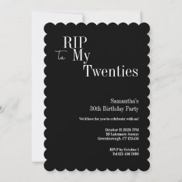 RIP Twenties 30th Birthday Party Black White Kaart