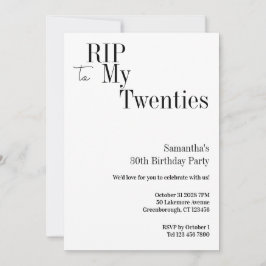 RIP Twenties 30th Birthday Party Minimal Kaart