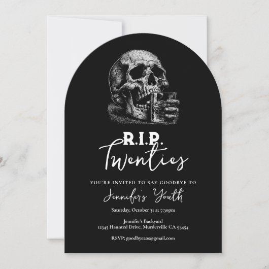 RIP Twenties Black Skull 30e verjaardagsfeestje Kaart (Voorkant)