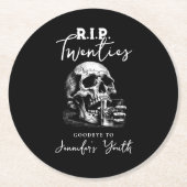 RIP Twenties Black Skull 30e verjaardagsfeestje Ronde Kartonnen Onderzetter (Voorkant)