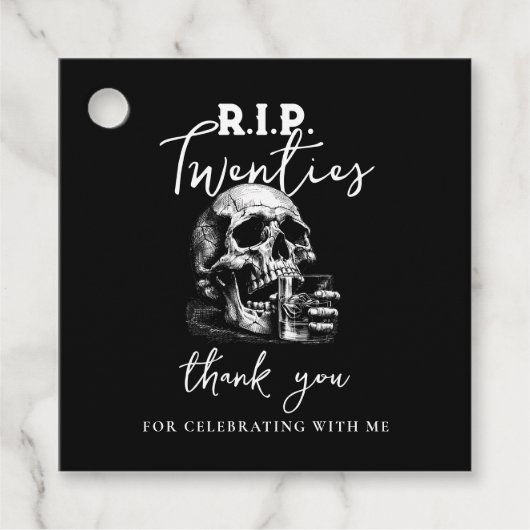 RIP Twenties Black Skull Bedankt Verjaardag Bedankjes Labels (Voorkant)