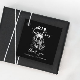 RIP Twenties Black Skull Bedankt Verjaardag Bedankjes Labels