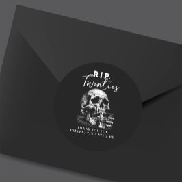 RIP Twenties Black Skull Verjaardag Bedankt Ronde Sticker