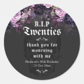 RIP Twenties Floral 30th Birthday Party Ronde Sticker (Voorkant)