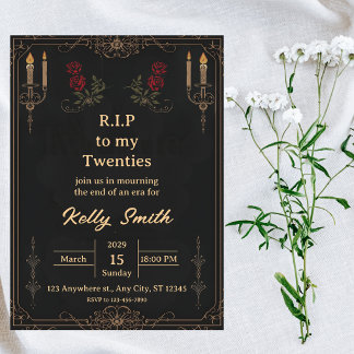 RIP Twenties Fun 30th Birthday Invitation Kaart