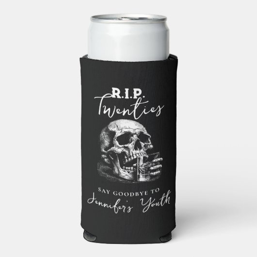 RIP Twenties Gothic Skull Verjaardag Koelboxxen Seltzer Blikjeskoeler (Seltzer Voorkant)