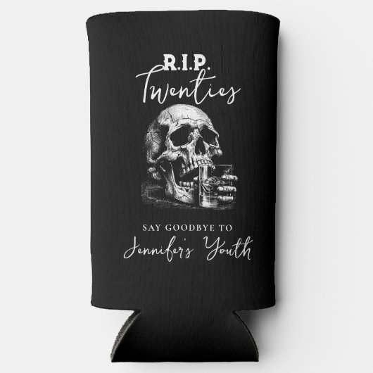 RIP Twenties Gothic Skull Verjaardag Koelboxxen Seltzer Blikjeskoeler (Voorkant)