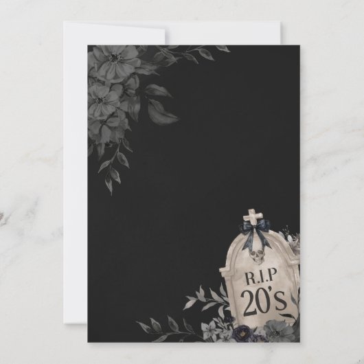 RIP Twenties Gothic Skull Verjaardag Uitnodiging (Achterkant)