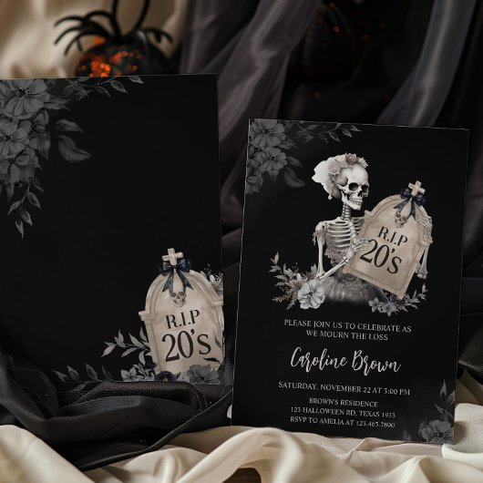 RIP Twenties Gothic Skull Verjaardag Uitnodiging