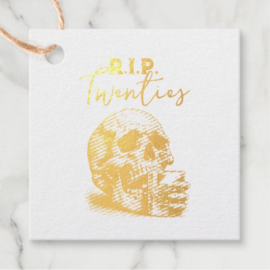 RIP Twenties Gouden Schedel Verjaardagsfeest Bedankjes Labels (Voorkant)